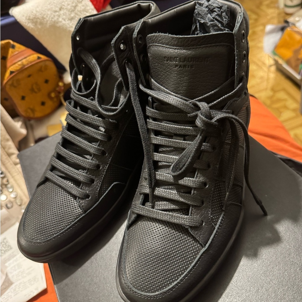 Saint Laurent Men's Black High-Top Sneakers